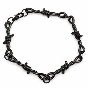 Black Barbed Wire Chain Bracelet | Gothic Punk Grunge Alt Biker Jewelry
